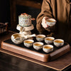 Ru Kiln Enamel Automatic Tea Set β Auto-Brew Gongfu Teaware with Walnut Tray
