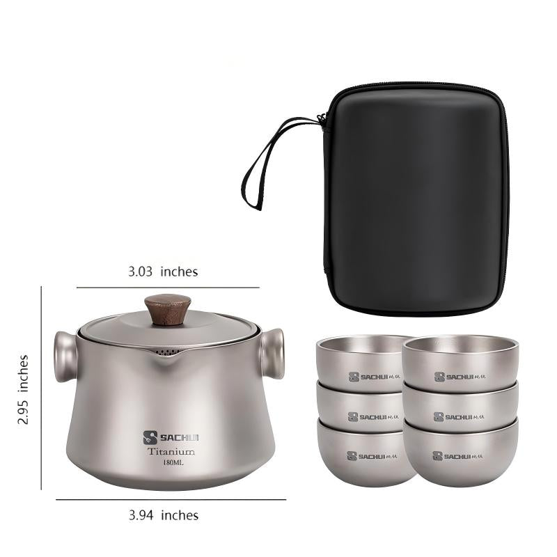 Titanium Tea Set β Portable Double Wall Camping Kettle for Outdoor Travel
