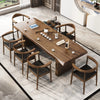 Chinese Gongfu Tea Table with Leather Chairs - Solid Wood