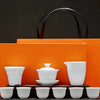 Dehua White Porcelain Gongfu Tea Set β Creamy Jade Finish with Gift Box for Home & Gifting