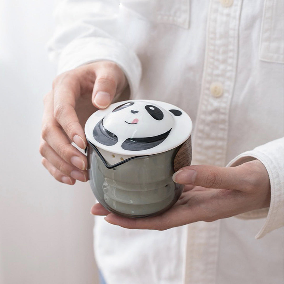 All-in-One Panda Travel Tea Set β Glass Teapot, 3 Cups & Travel Case