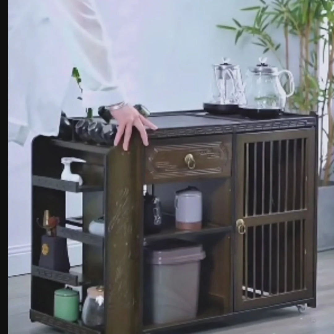 Movable Integrated Chinese Tea Cabinet product gallery photo 8 for gongfu tea table