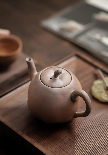 Rustic Chinese Stoneware Tea Set with Gift Box