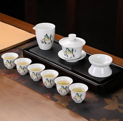 Dehua White Porcelain 10-Piece Kung Fu Tea Set with Gift Box for Business Gifting product gallery photo 21 for ceramic gongfu