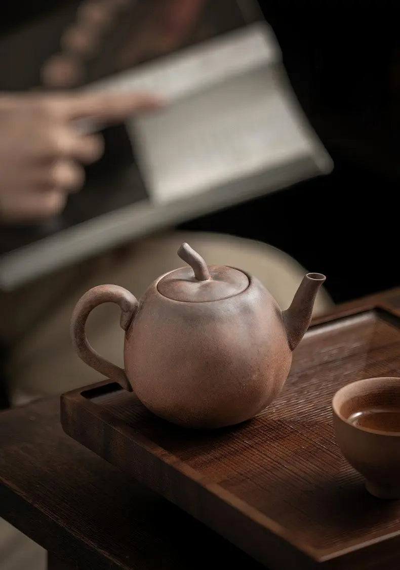Rustic Chinese Stoneware Tea Set with Gift Box