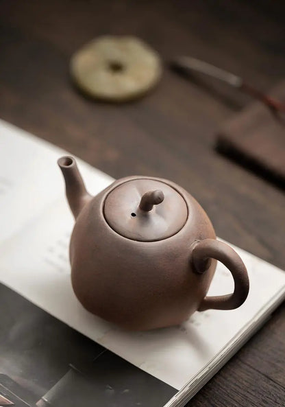 Rustic Chinese Stoneware Tea Set with Gift Box