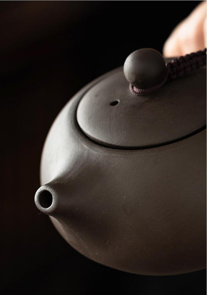 Artisan Purple Clay Tea Set — Handwritten Proverbs & Bamboo Tray for Mindful Brewing