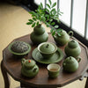 Celadon Green Ceramic Tea Set — Gold-Flecked Antique Style Gongfu Teaware Collection