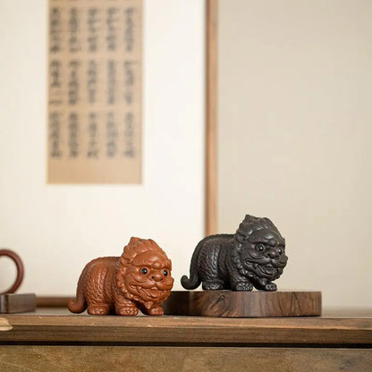 Auspicious Chinese Tea Pet — Handmade Zisha Kylin Figurine & Desk Ornament