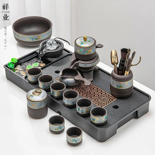 Imperial Dragon — Automated Gongfu Tea Set with Full Tray, Cups & Accessories