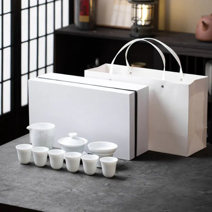 White Porcelain Kung Fu Tea Set product gallery photo 22 for ceramic gongfu tea set