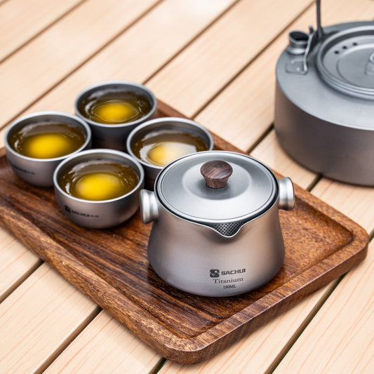 Titanium Tea Set — Portable Double Wall Camping Kettle for Outdoor Travel