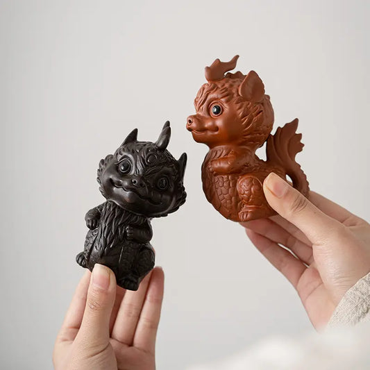 Purple Clay Figurine — Cute Zodiac Desk Ornament & Good Luck Charm for Office