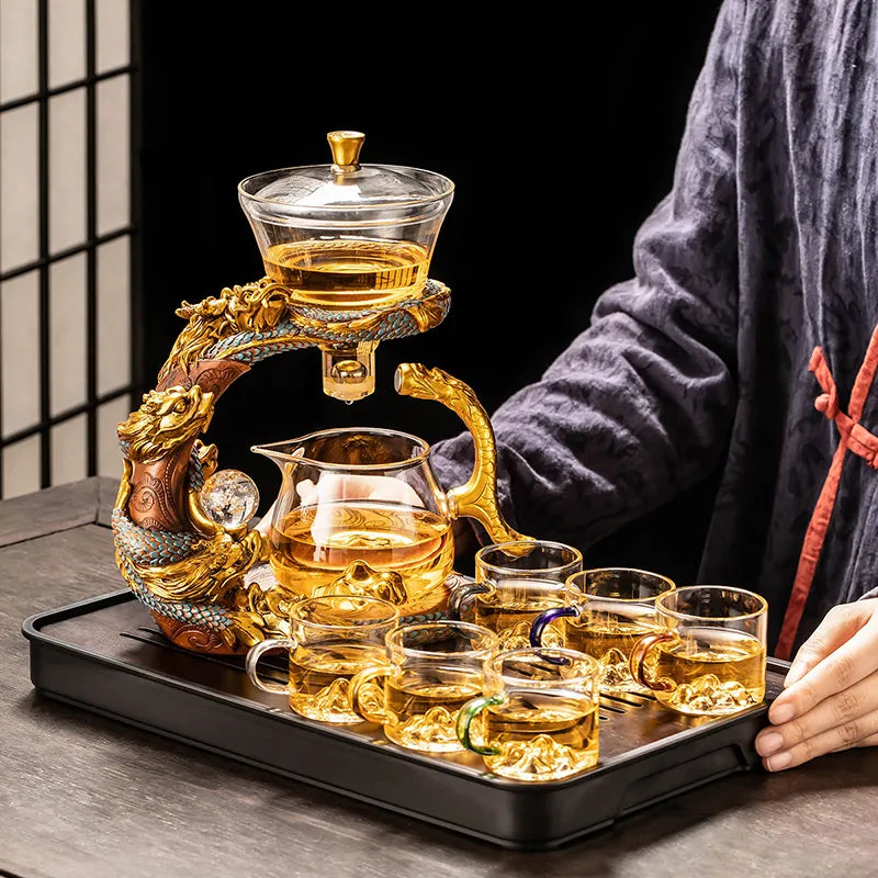 Year of the Dragon Glass Automatic Tea Set detail photo 2 for automatic gongfu tea set