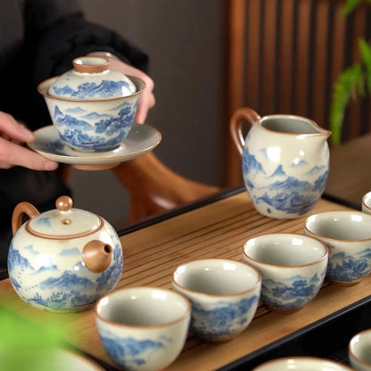 Hand-Painted Ru-Kiln Celadon Tea Set product gallery photo 5 for ceramic gongfu tea set