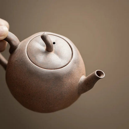 Rustic Chinese Stoneware Tea Set with Gift Box