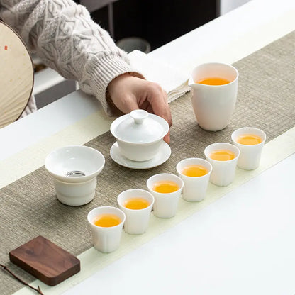 Creamy White Porcelain Gongfu Tea Set with Gift Box product gallery photo 6 for ceramic gongfu tea set