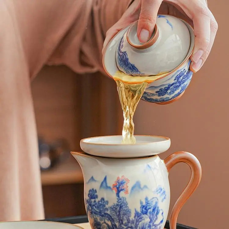 Hand-Painted Ru-Kiln Celadon Tea Set product gallery photo 6 for ceramic gongfu tea set