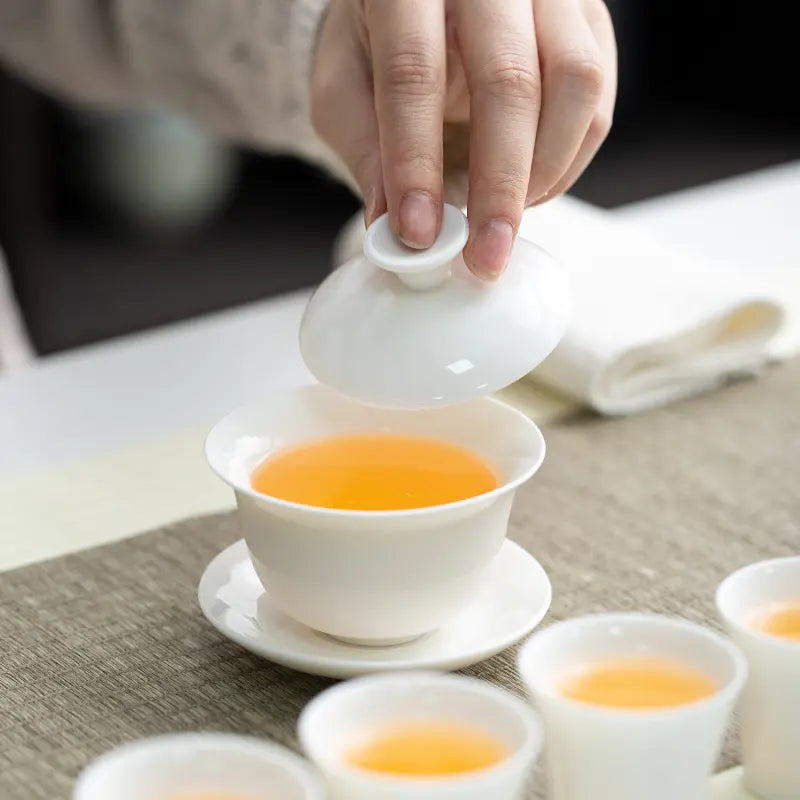 Creamy White Porcelain Gongfu Tea Set with Gift Box product gallery photo 7 for ceramic gongfu tea set