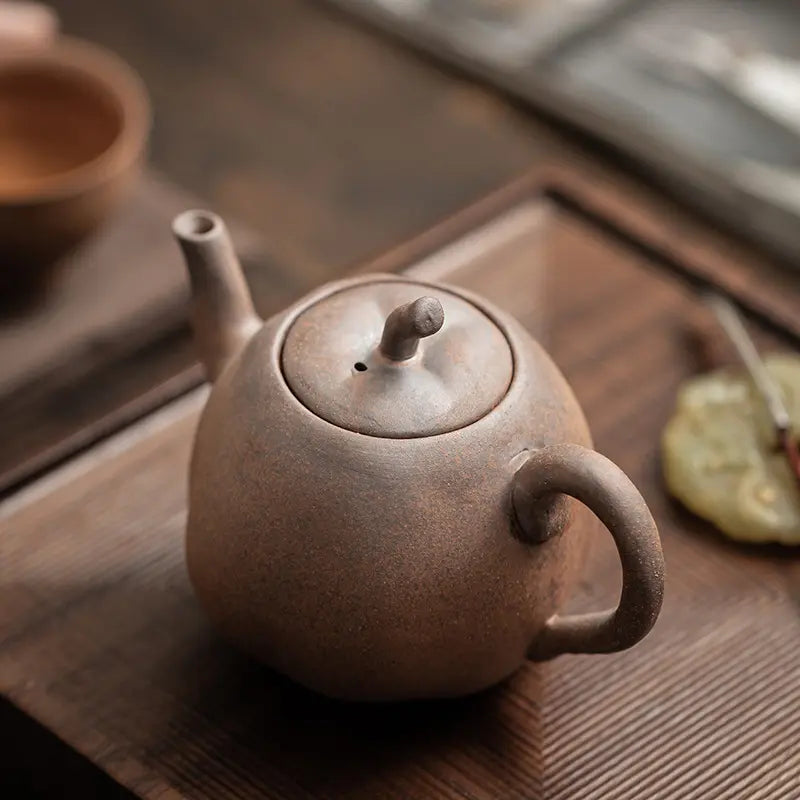Rustic Chinese Stoneware Tea Set with Gift Box