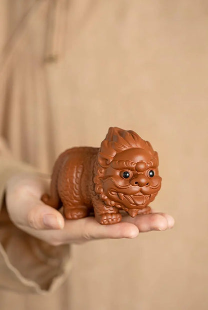 Auspicious Chinese Tea Pet — Handmade Zisha Kylin Figurine & Desk Ornament