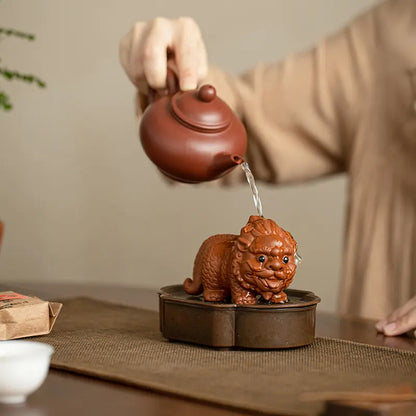 Auspicious Chinese Tea Pet — Handmade Zisha Kylin Figurine & Desk Ornament