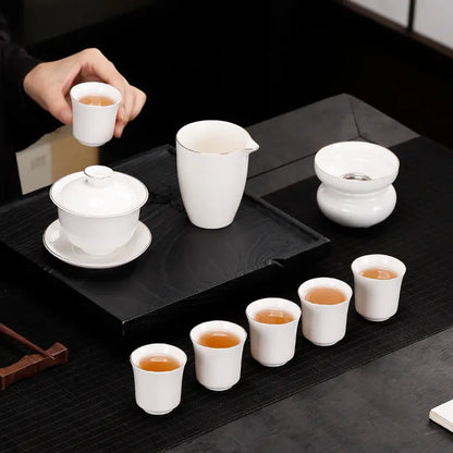 Dehua White Porcelain Gongfu Tea Set with Gift Box product gallery photo 13 for ceramic gongfu tea set