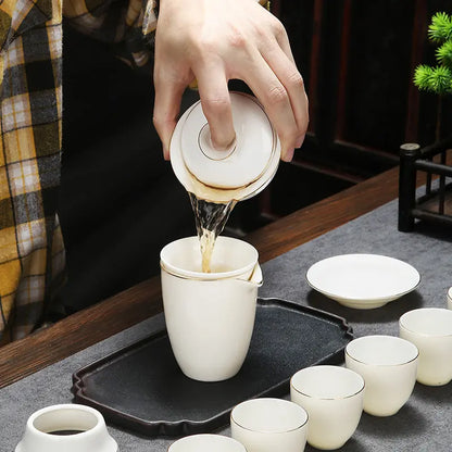 Hand-Painted Dehua White Porcelain Gongfu Tea Set product gallery photo 19 for ceramic gongfu tea set