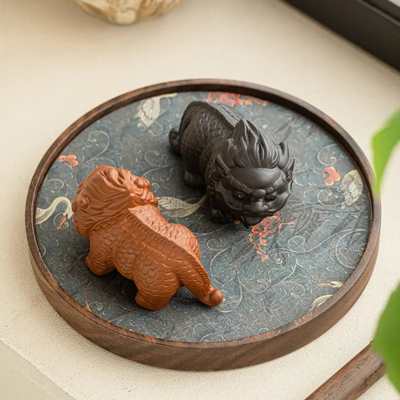 Auspicious Chinese Tea Pet — Handmade Zisha Kylin Figurine & Desk Ornament