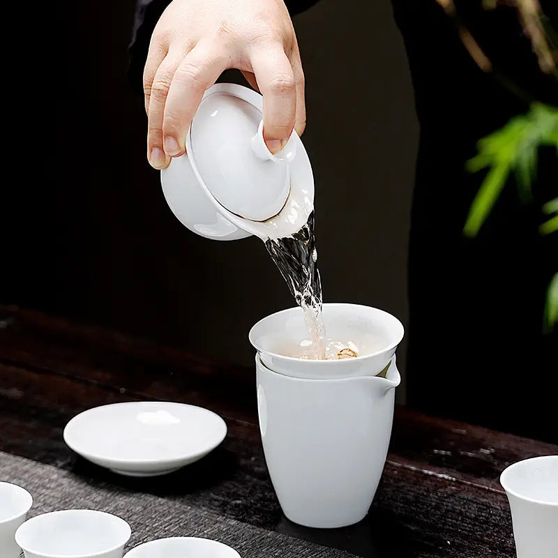 Dehua White Porcelain Gongfu Tea Set product gallery photo 21 for ceramic gongfu tea set