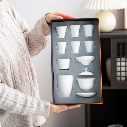 Creamy White Porcelain Gongfu Tea Set with Gift Box product gallery photo 8 for ceramic gongfu tea set