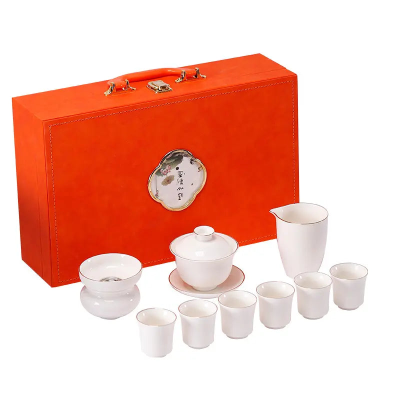 Dehua White Porcelain Gongfu Tea Set with Gift Box product gallery photo 15 for ceramic gongfu tea set