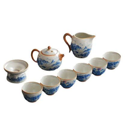 Hand-Painted Ru-Kiln Celadon Tea Set product gallery photo 7 for ceramic gongfu tea set