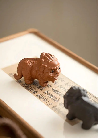 Auspicious Chinese Tea Pet — Handmade Zisha Kylin Figurine & Desk Ornament