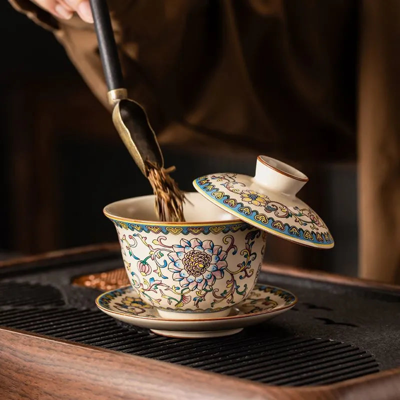 Enameled Ceramic Tea Set detail photo 2 for ceramic gongfu tea set