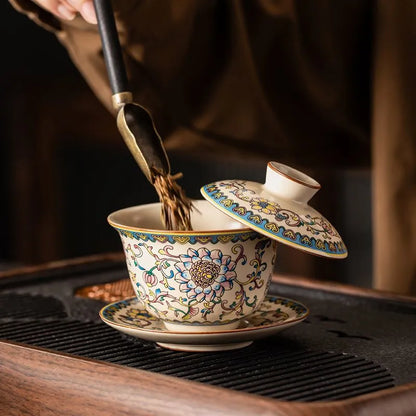 Enameled Ceramic Tea Set detail photo 2 for ceramic gongfu tea set