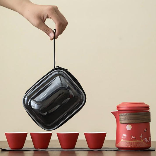 Chinese Porcelain Travel Tea Set — Corporate Gift & Camping Teapot with Fast Brew Design