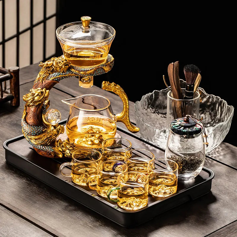 Year of the Dragon Glass Automatic Tea Set product gallery photo 7 for automatic gongfu tea set