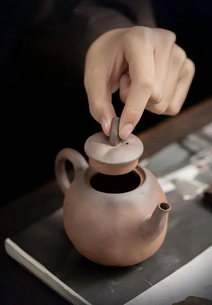 Rustic Chinese Stoneware Tea Set with Gift Box