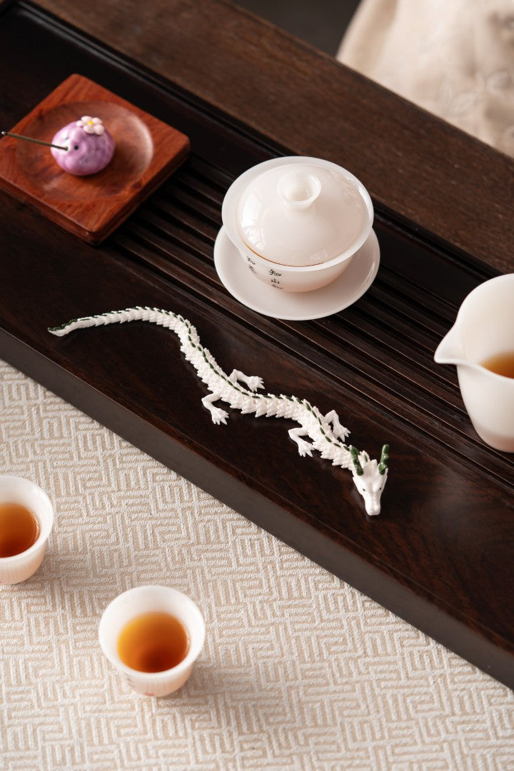 Articulated Porcelain Dragon Tea Pet - 2 green-dragons