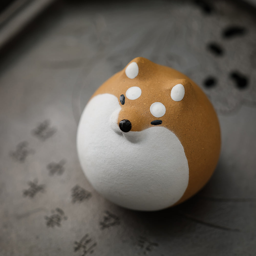 Round Shiba Inu Tea Pet - Brown