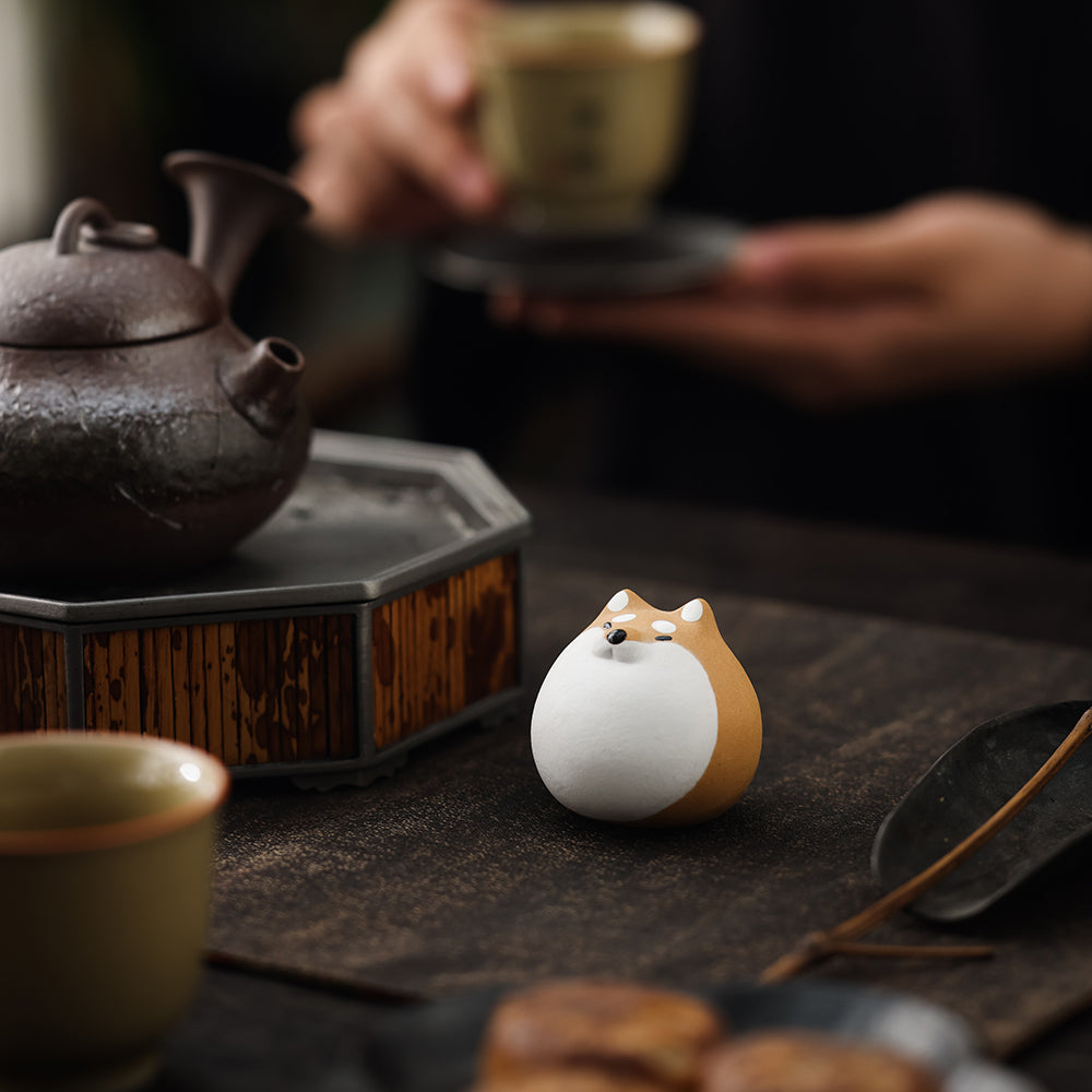 Round Shiba Inu Tea Pet - Black