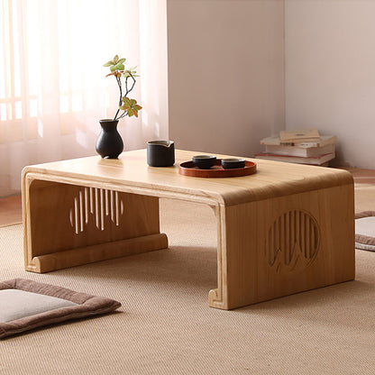 Solid Wood Grain Landscape Low Tea Table — Japanese-Style Floor Table for Tea & Living Room