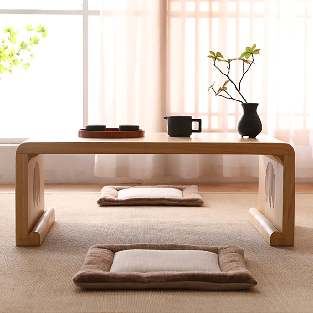 Solid Wood Grain Landscape Low Tea Table — Japanese-Style Floor Table for Tea & Living Room