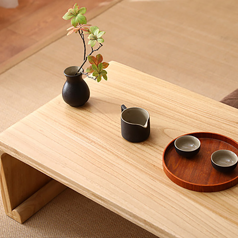 Solid Wood Grain Landscape Low Tea Table — Japanese-Style Floor Table for Tea & Living Room