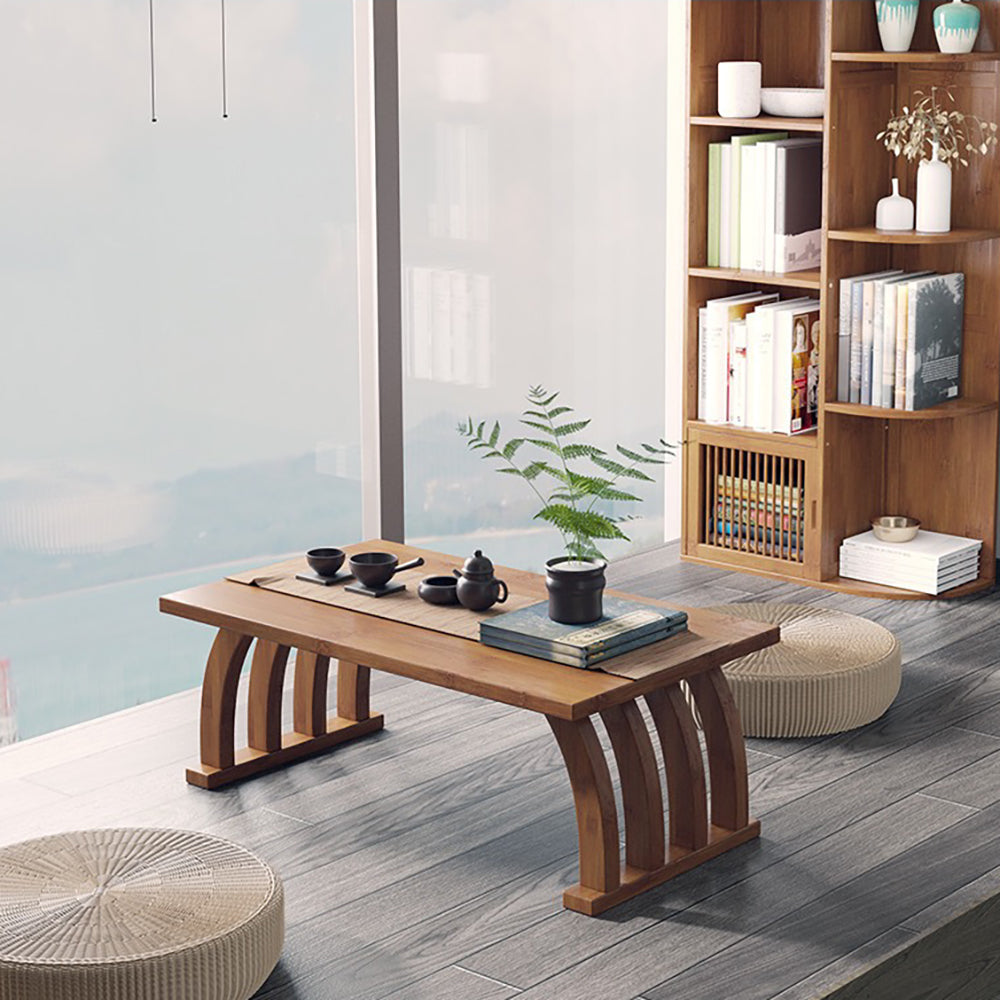 Bamboo Arched Low Tea Table — Japanese-Style Floor Table for Tea, Reading & Living Room