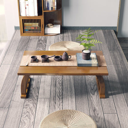 Bamboo Arched Low Tea Table — Japanese-Style Floor Table for Tea, Reading & Living Room