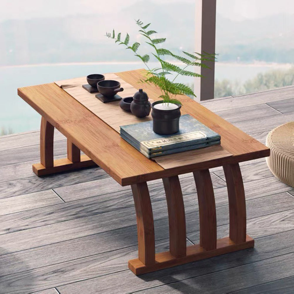 Bamboo Arched Low Tea Table — Japanese-Style Floor Table for Tea, Reading & Living Room