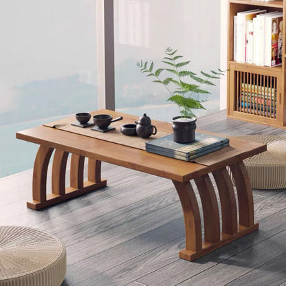 Bamboo Arched Low Tea Table — Japanese-Style Floor Table for Tea, Reading & Living Room