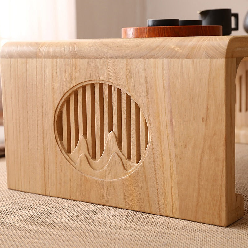 Solid Wood Grain Landscape Low Tea Table — Japanese-Style Floor Table for Tea & Living Room